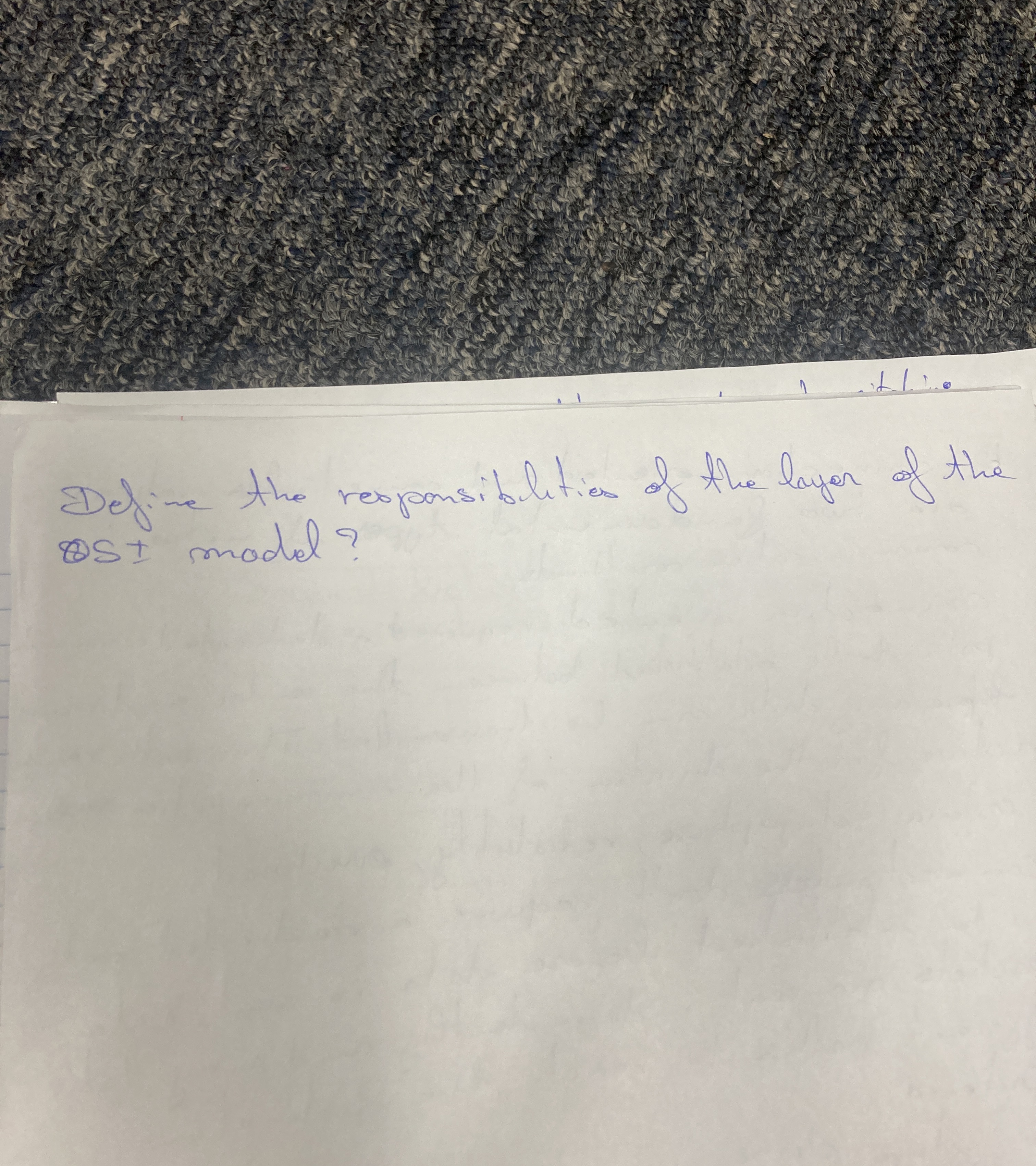 Define the reoponsiblition of the layer of the oS