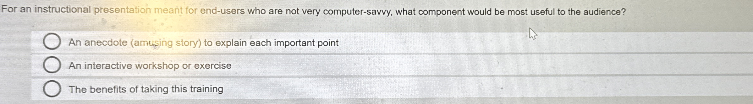 For an instructional presentation meant for end -