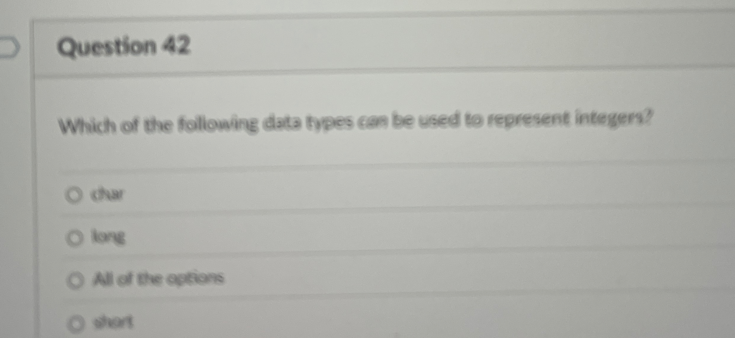 Question 4 2 Which of the following data types