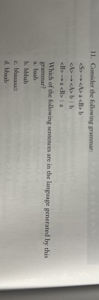 Consider the following grammar: what are " S A B