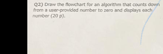 Q 2 ) Draw the flowchart for an algorithm that