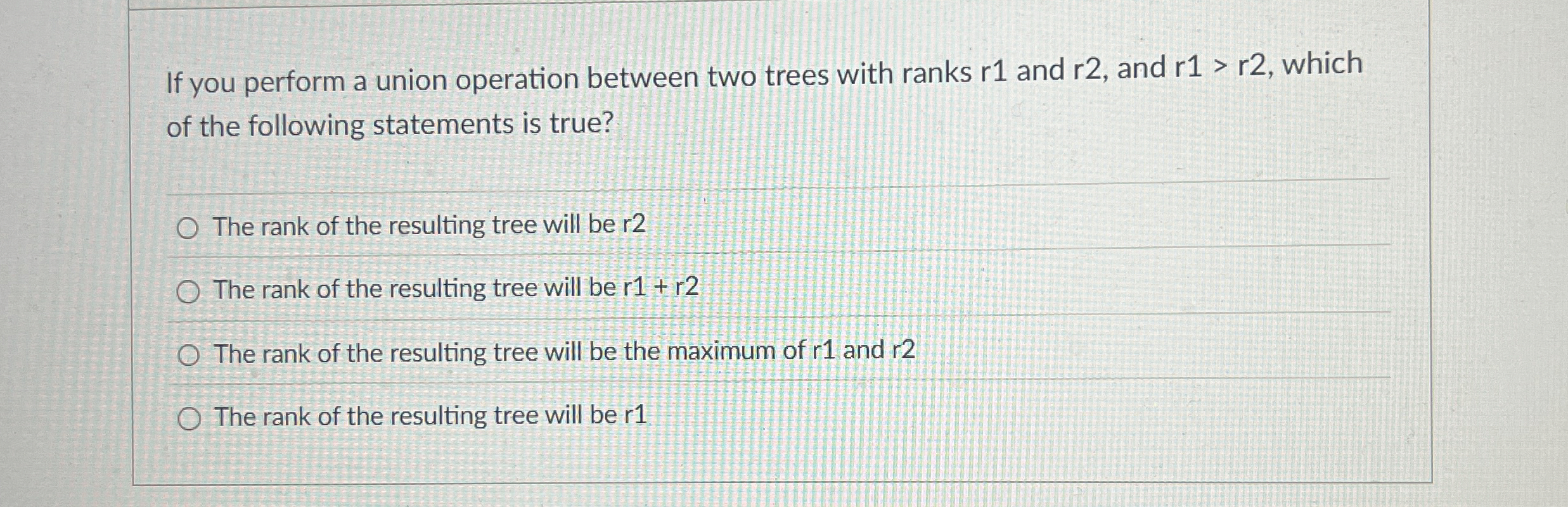 If you perform a union operation between two