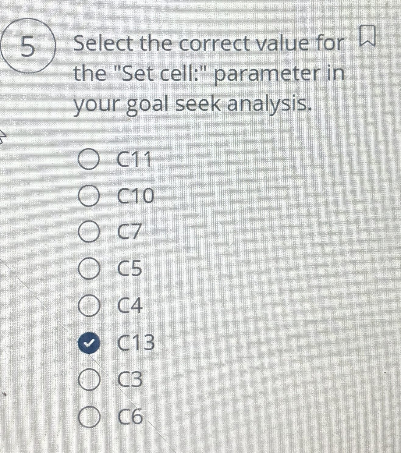 5 Select the correct value for the "Set cell:"