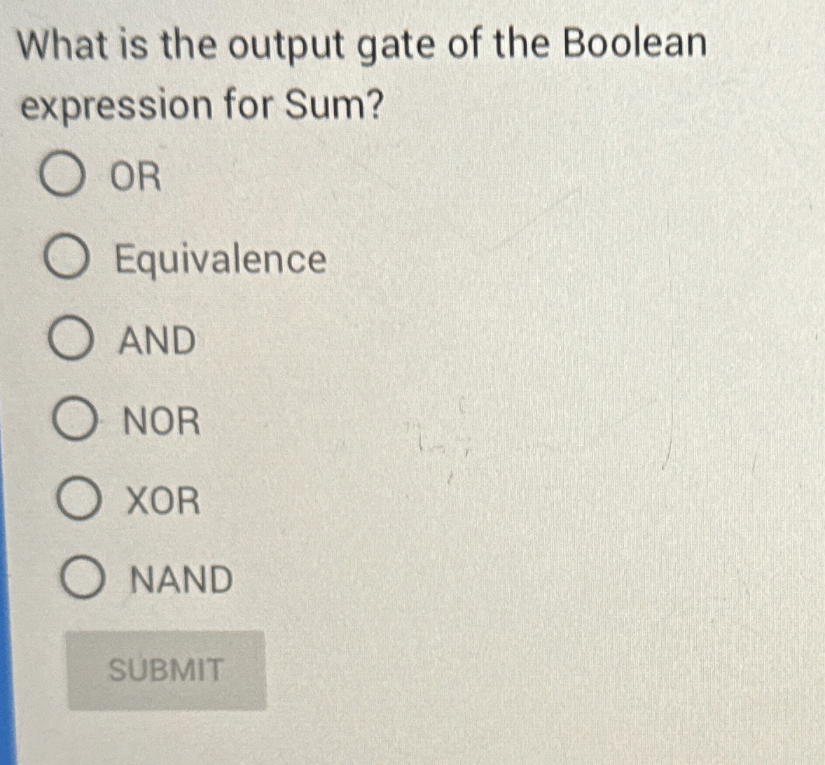 What is the output gate of the Boolean expression
