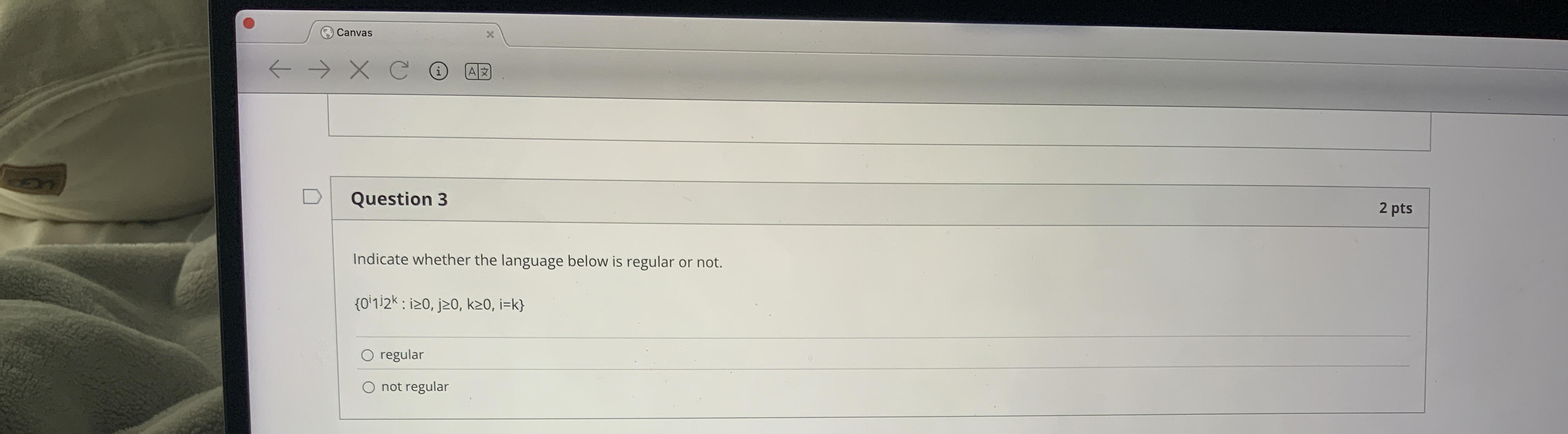 Question 3 Indicate whether the language below is