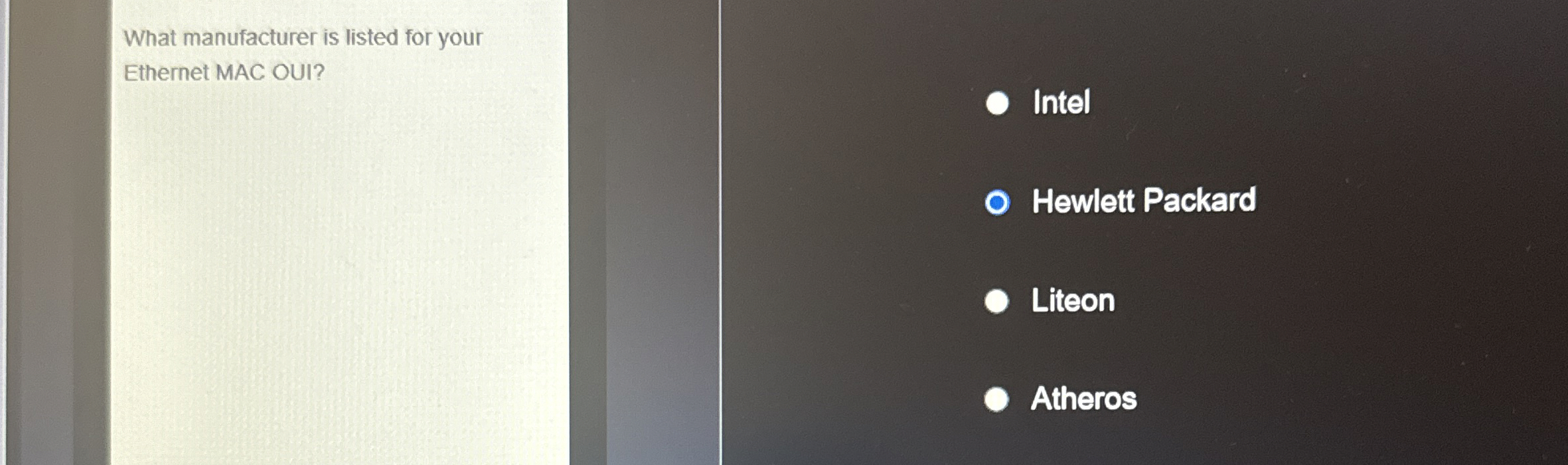 What manufacturer is listed for your Ethernet MAC