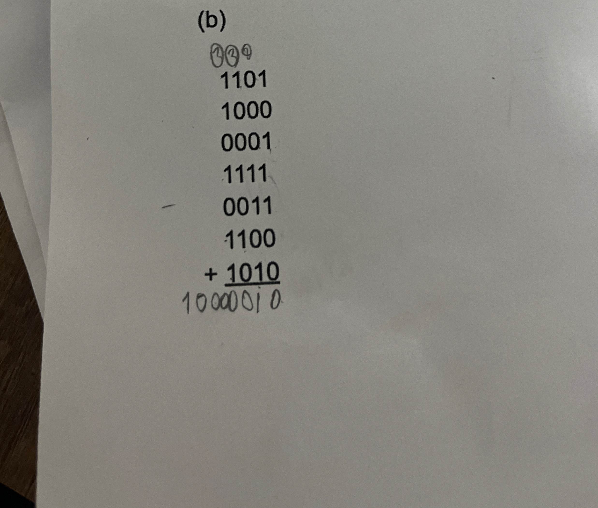 ( b 1 1 0 1 + 1 0 0 + 0 0 0 + 1 1 1 + 0 0 1 1 + 1