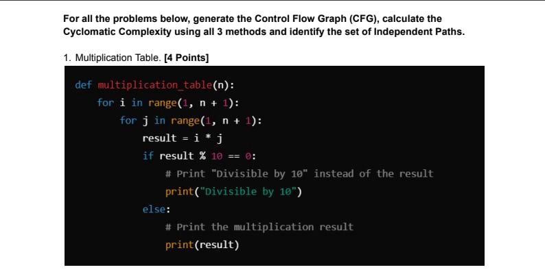 For all the problems below, generate the Control