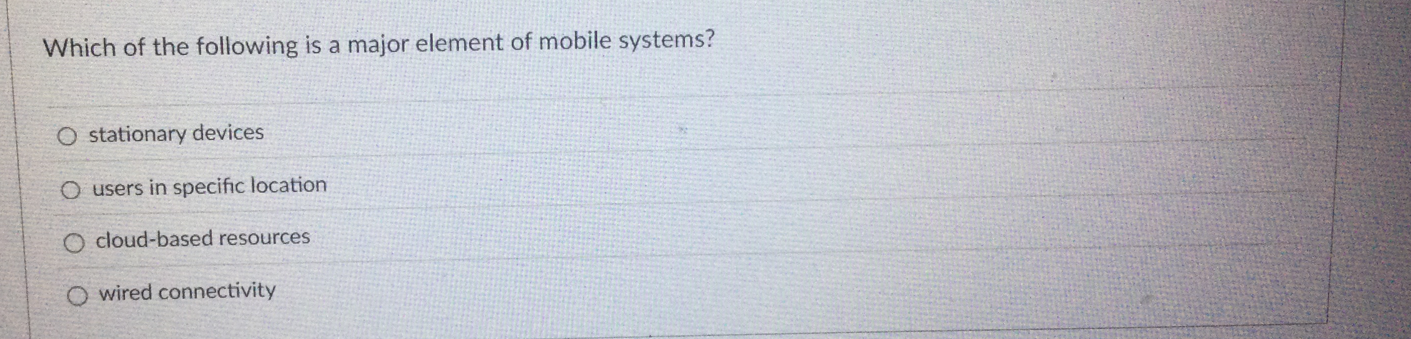 Which of the following is a major element of