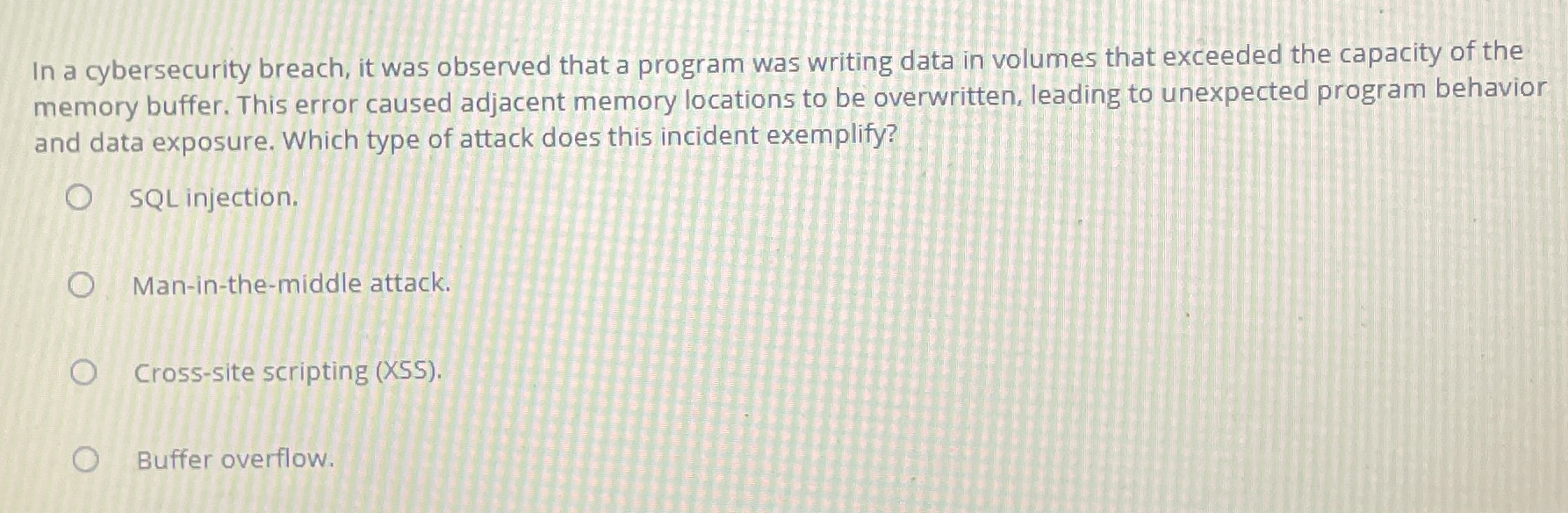 In a cybersecurity breach, it was observed that a