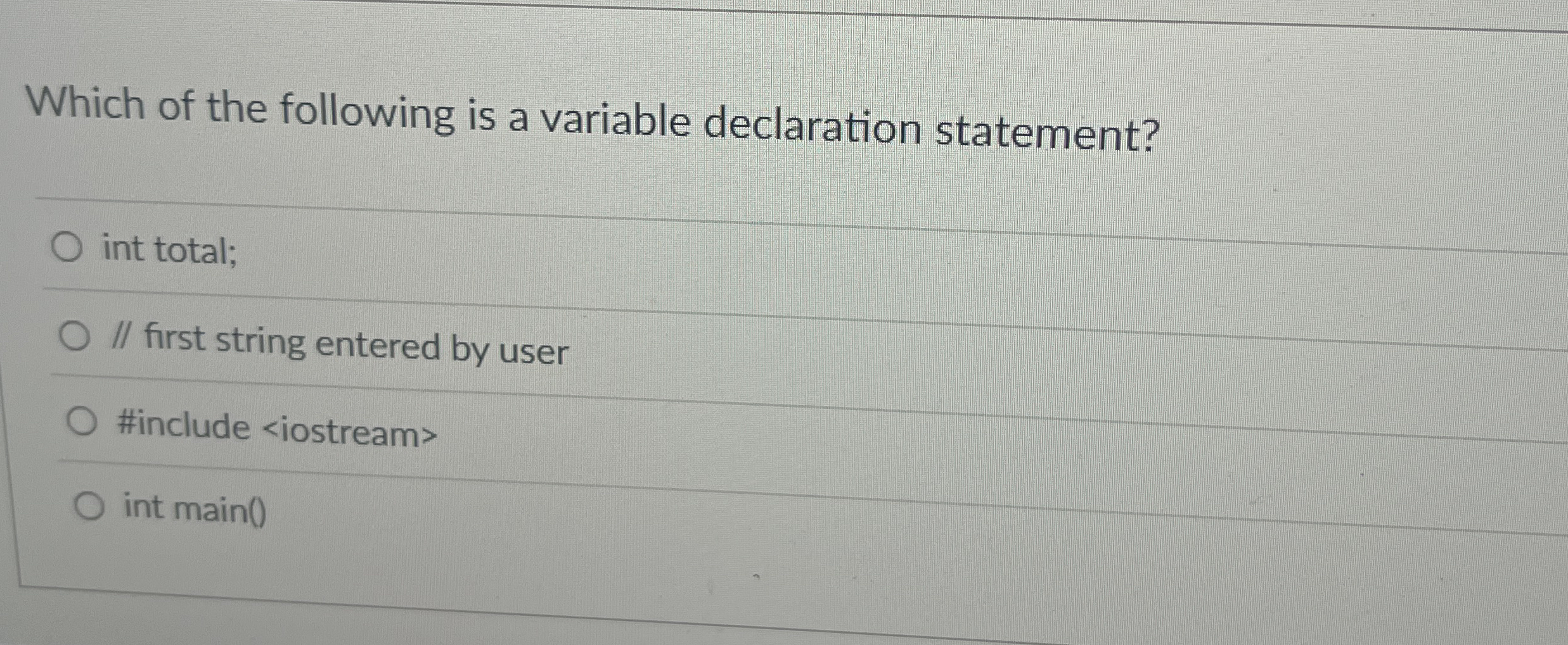 Which of the following is a variable declaration