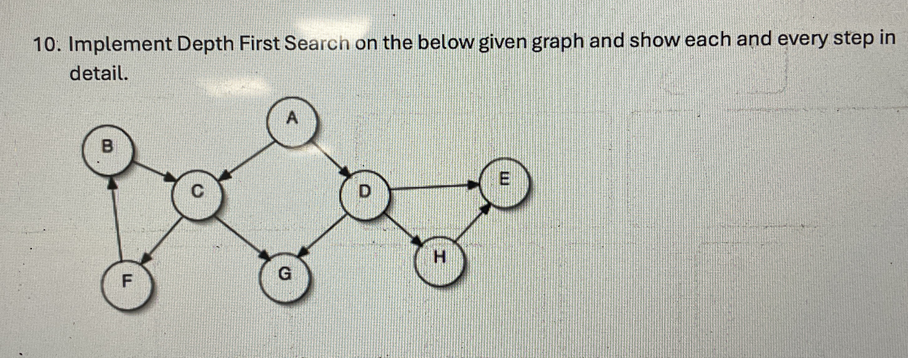 Implement Depth First Search on the below given