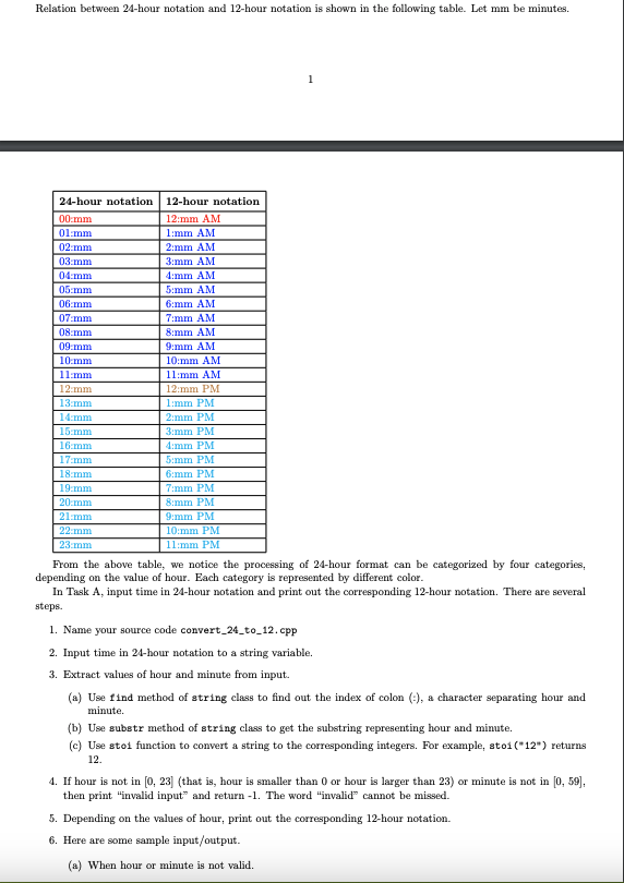 Relation between 2 4 - hour notation and 1 2 -