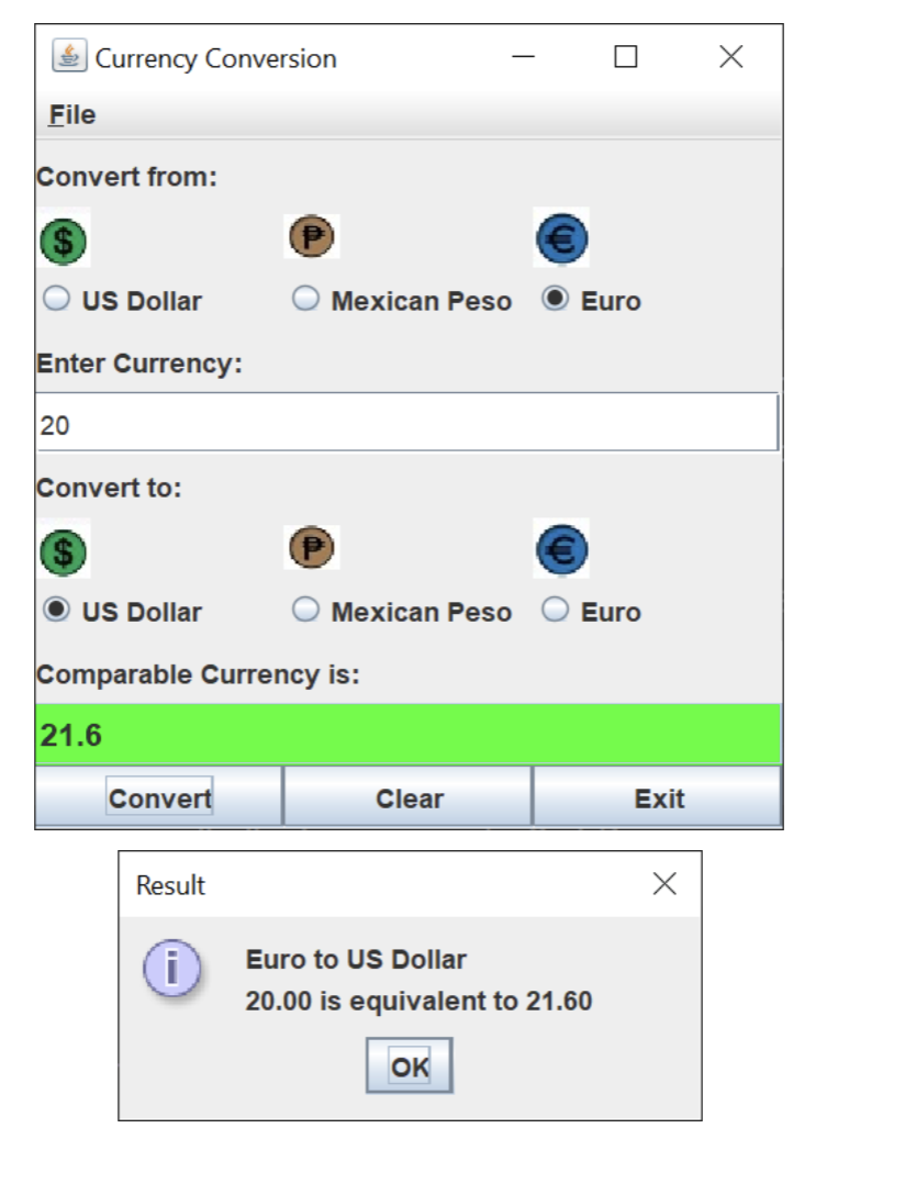 Write a currency - conversion GUI application as