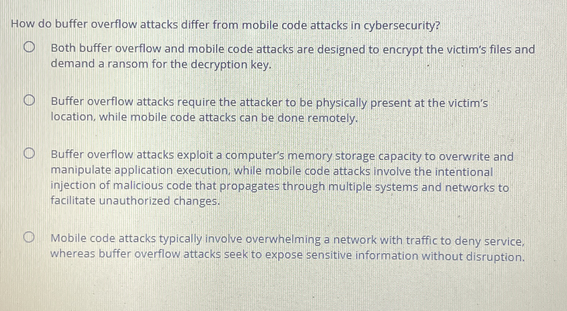 How do buffer overflow attacks differ from mobile