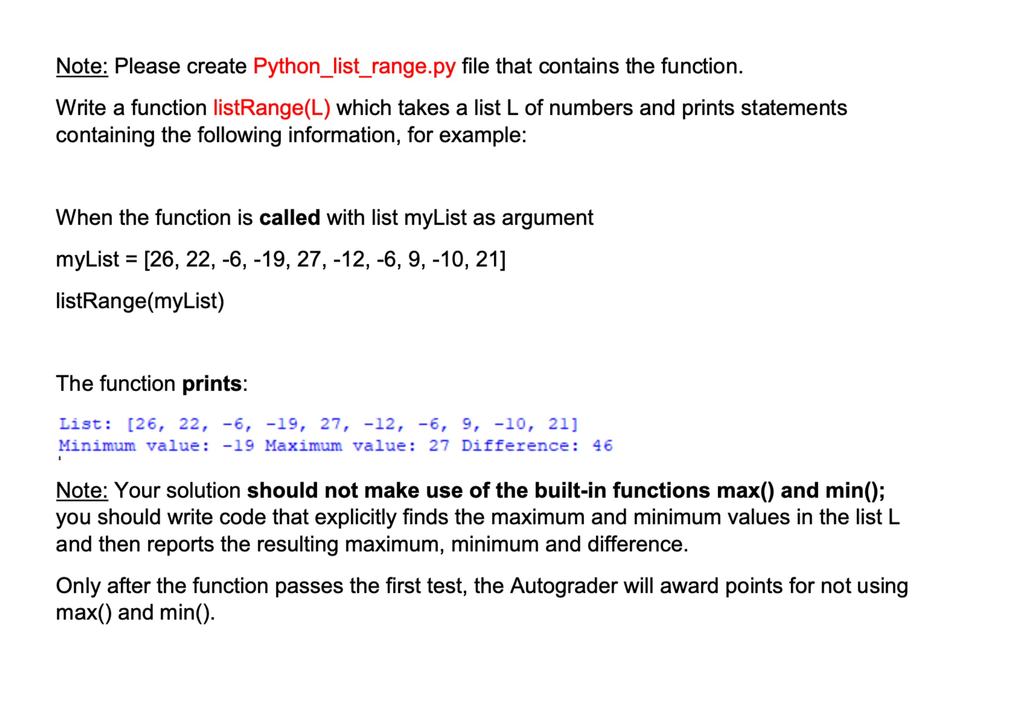 Note: Please create Python _ ( l ) ist _ ( r )