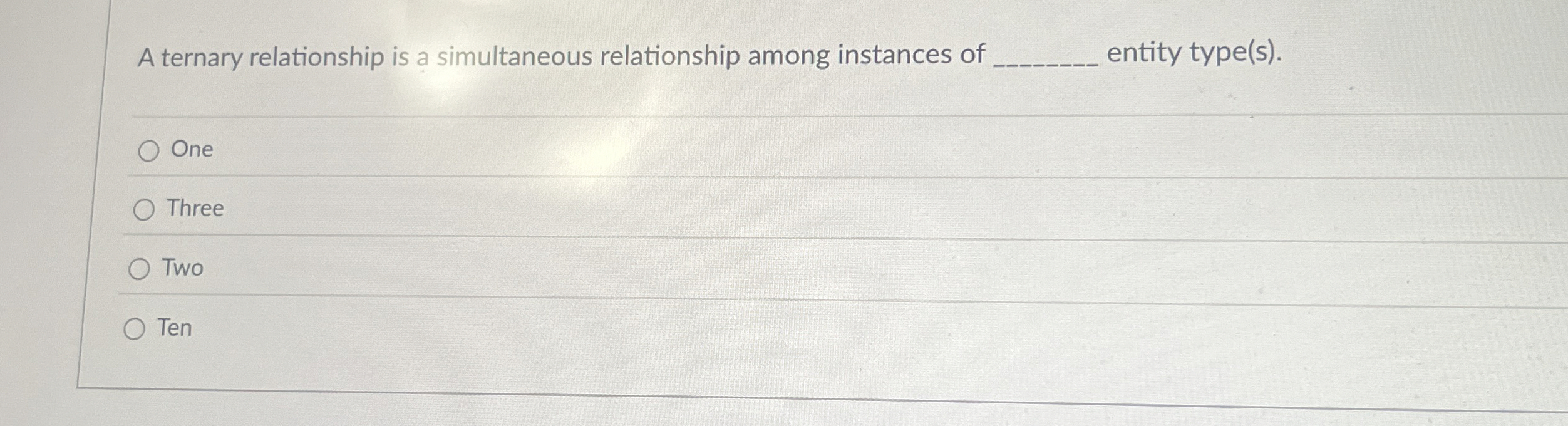 A ternary relationship is a simultaneous