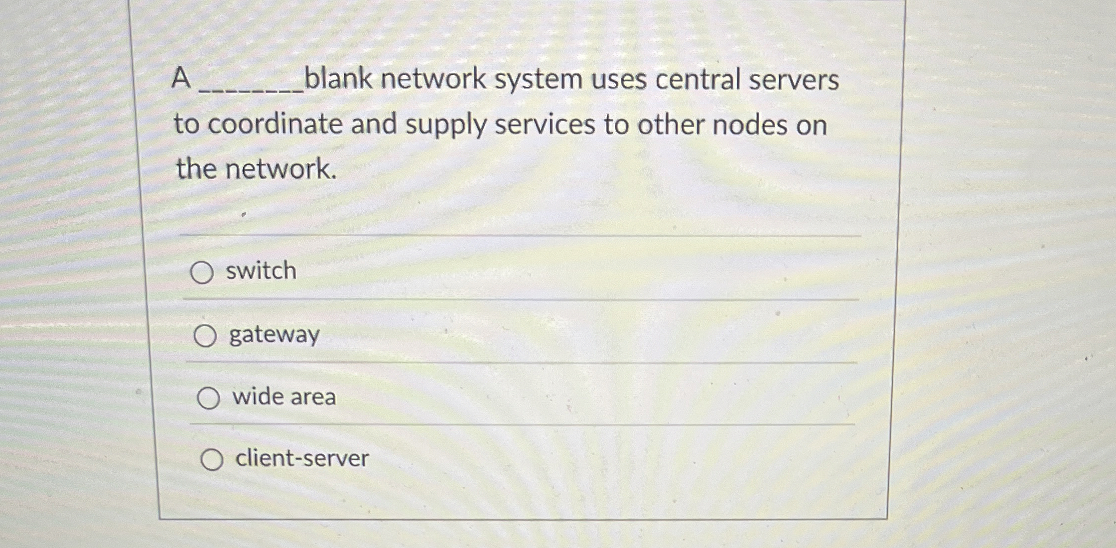 A blank network system uses central servers to