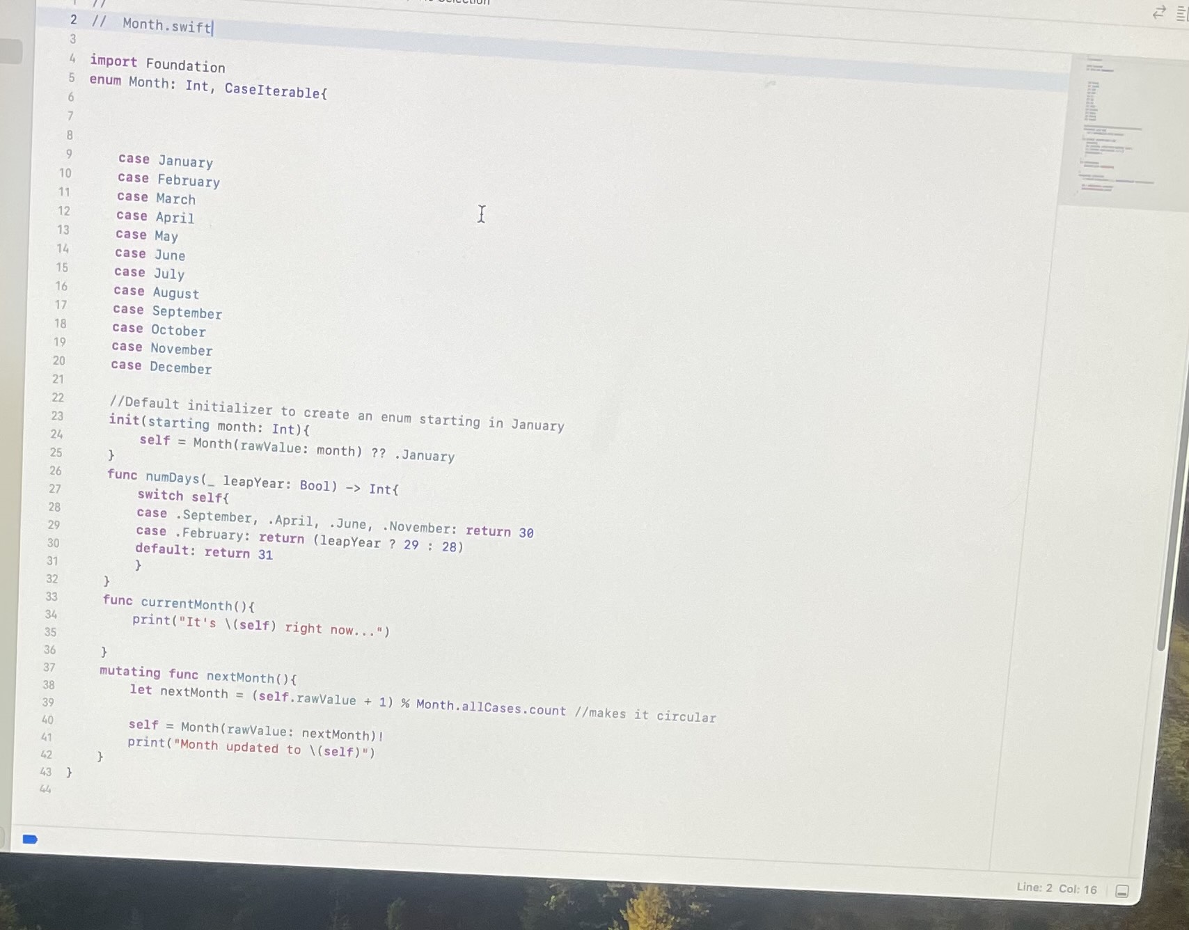 Directions: Creating a CalendarView Struct Add a