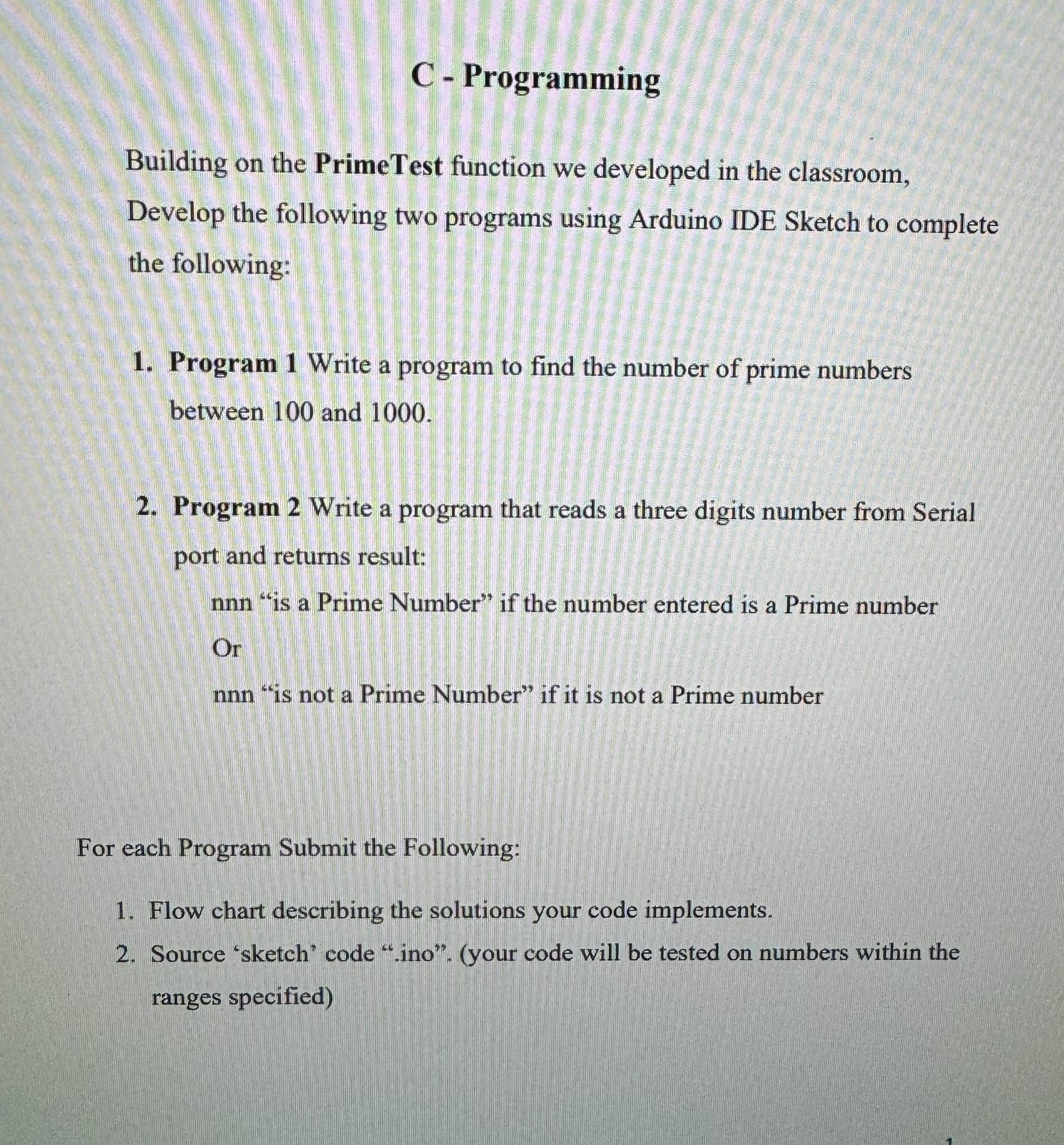 C - Programming Building on the PrimeTest