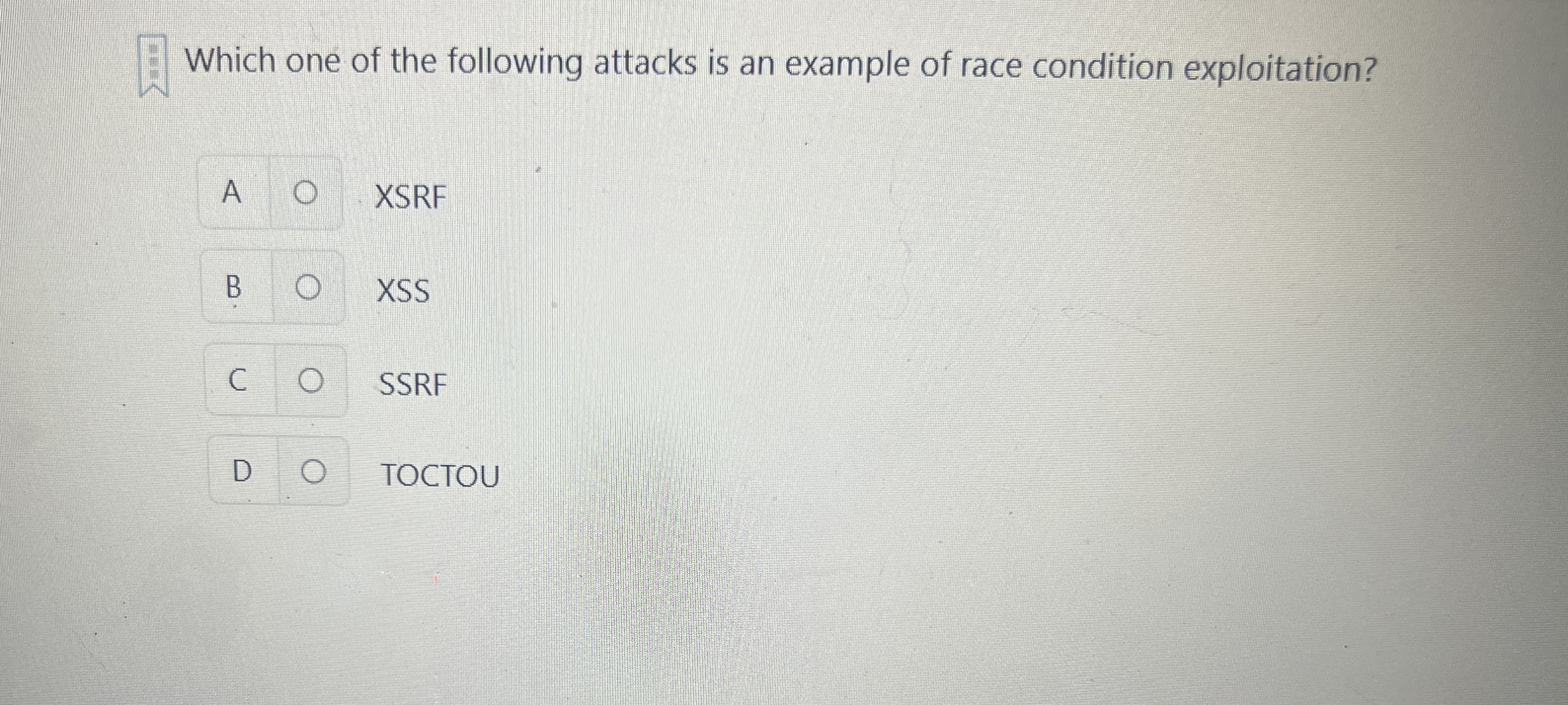 Which one of the following attacks is an example
