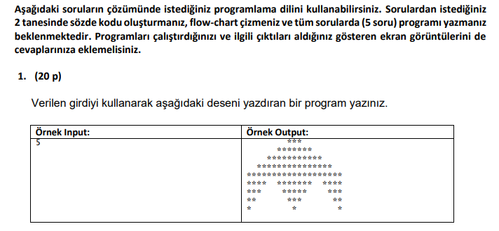 Verilen girdiyi kullanarak a a daki deseni yazd