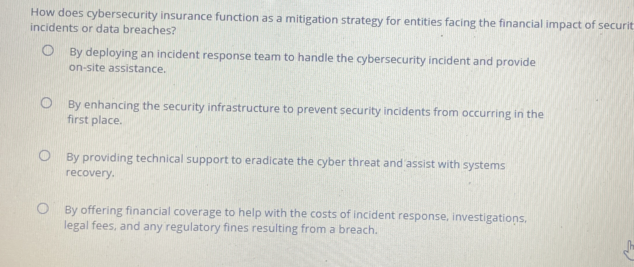 How does cybersecurity insurance function as a