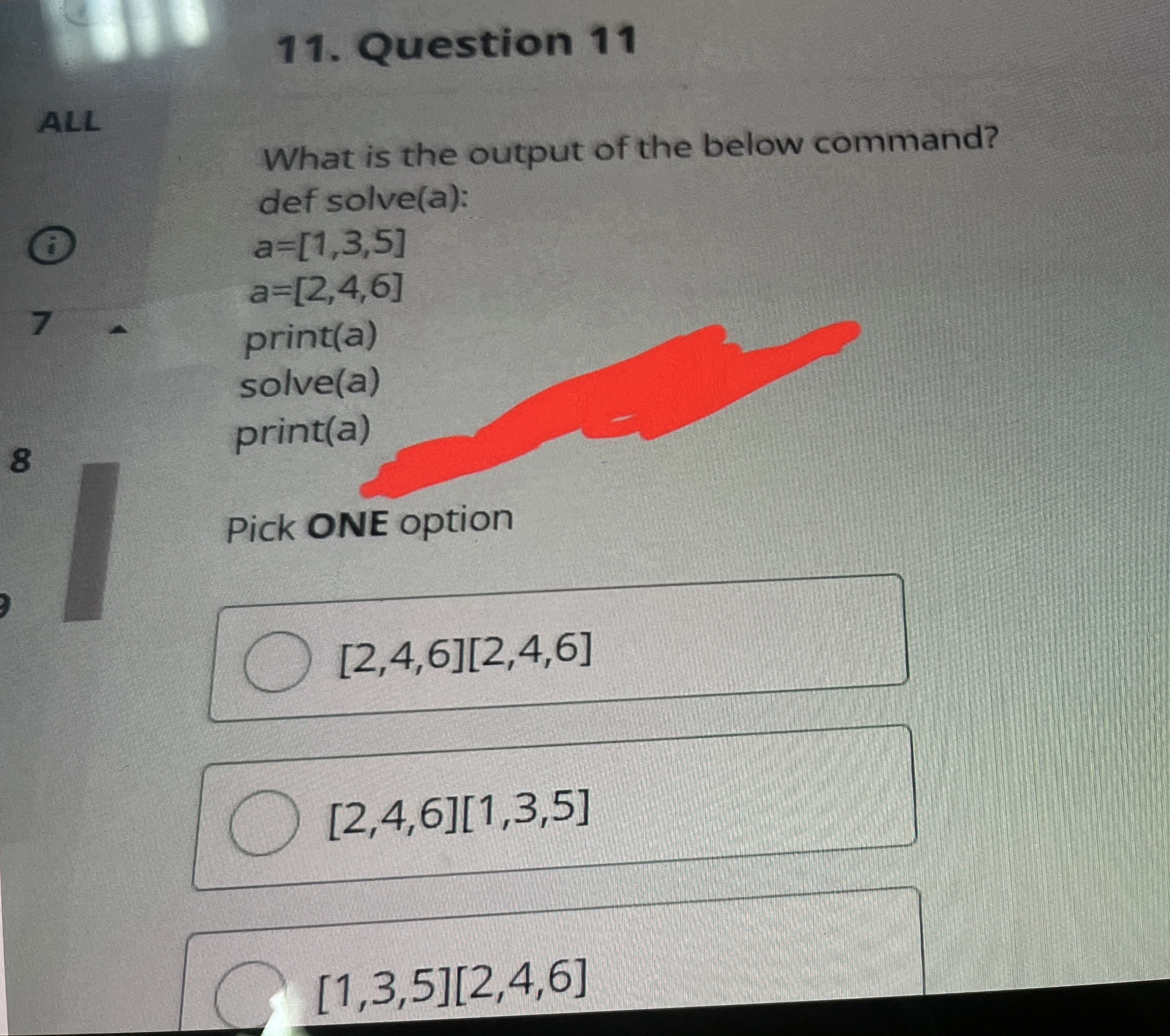Question 1 1 ALL What is the output of the below