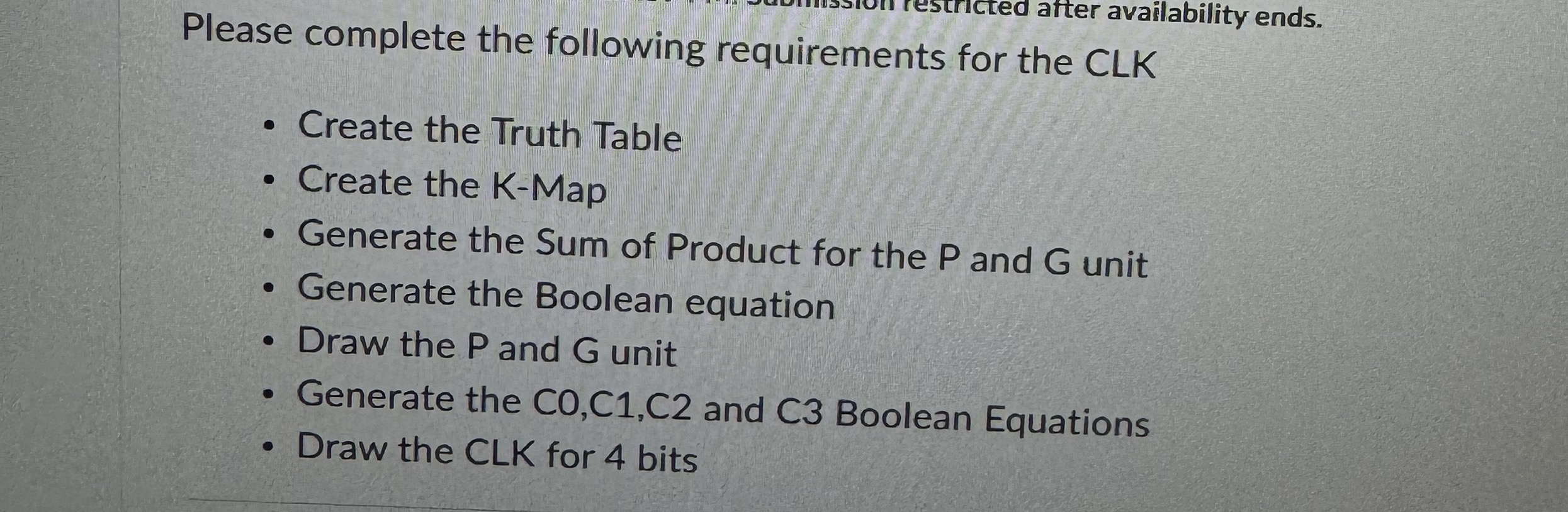 Please complete the following requirements for