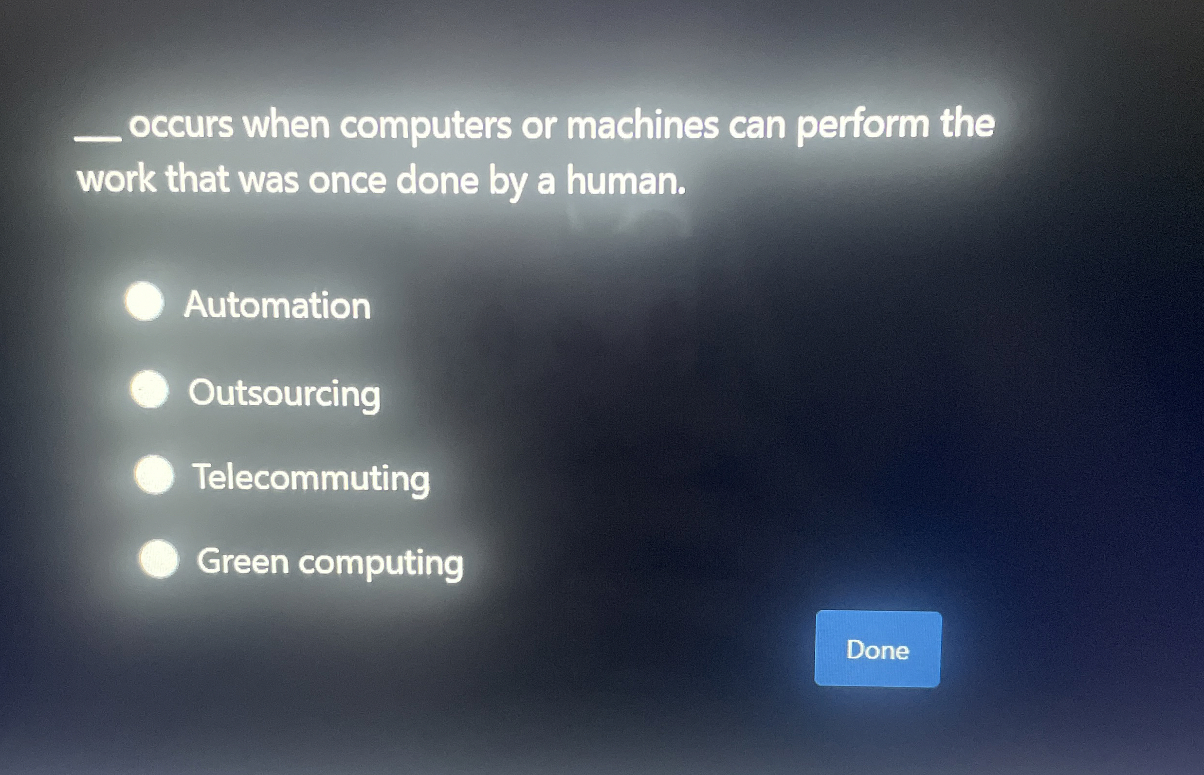 occurs when computers or machines can perform the