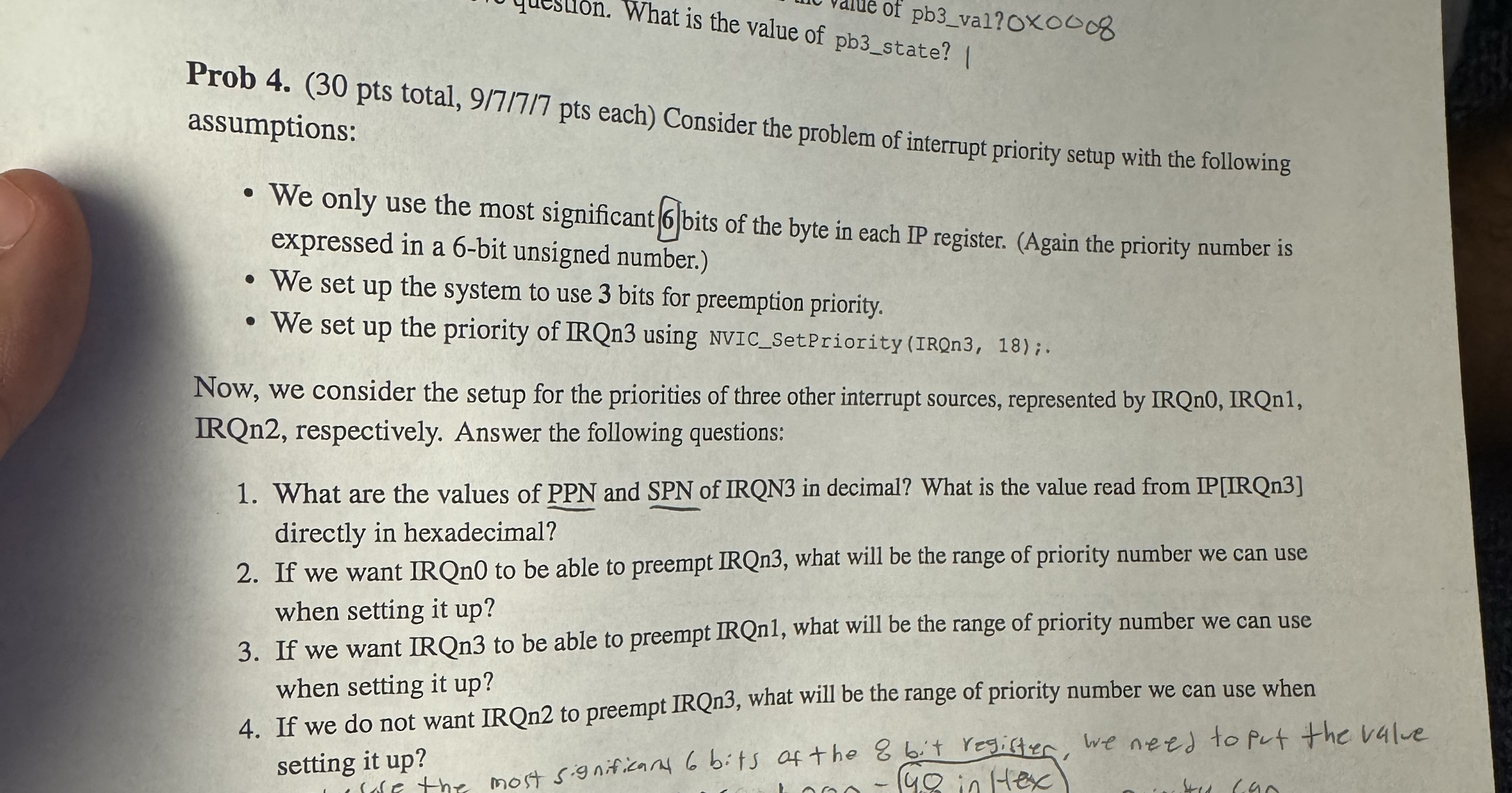 Prob 4 . Consider the problem of interrupt