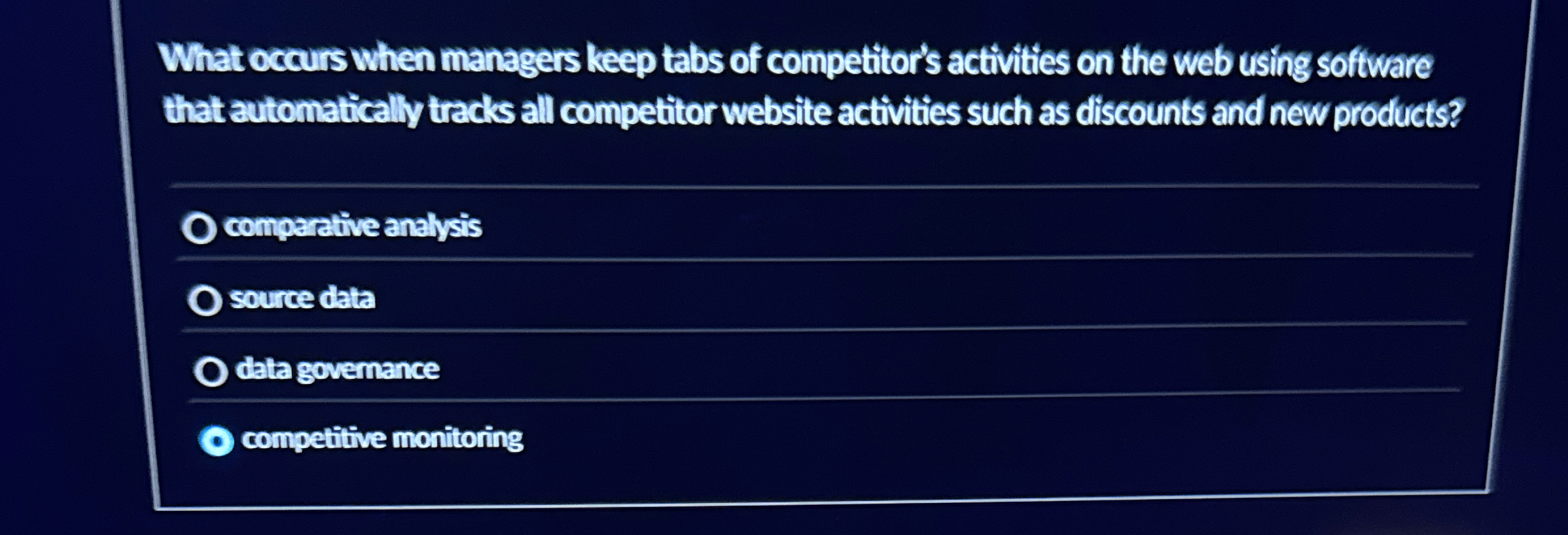 What occurs when managers keep tabs of