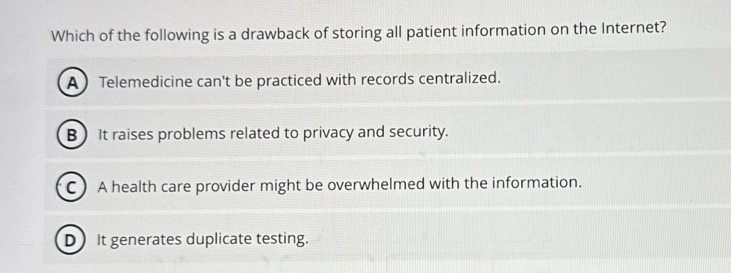 Which of the following is a drawback of storing