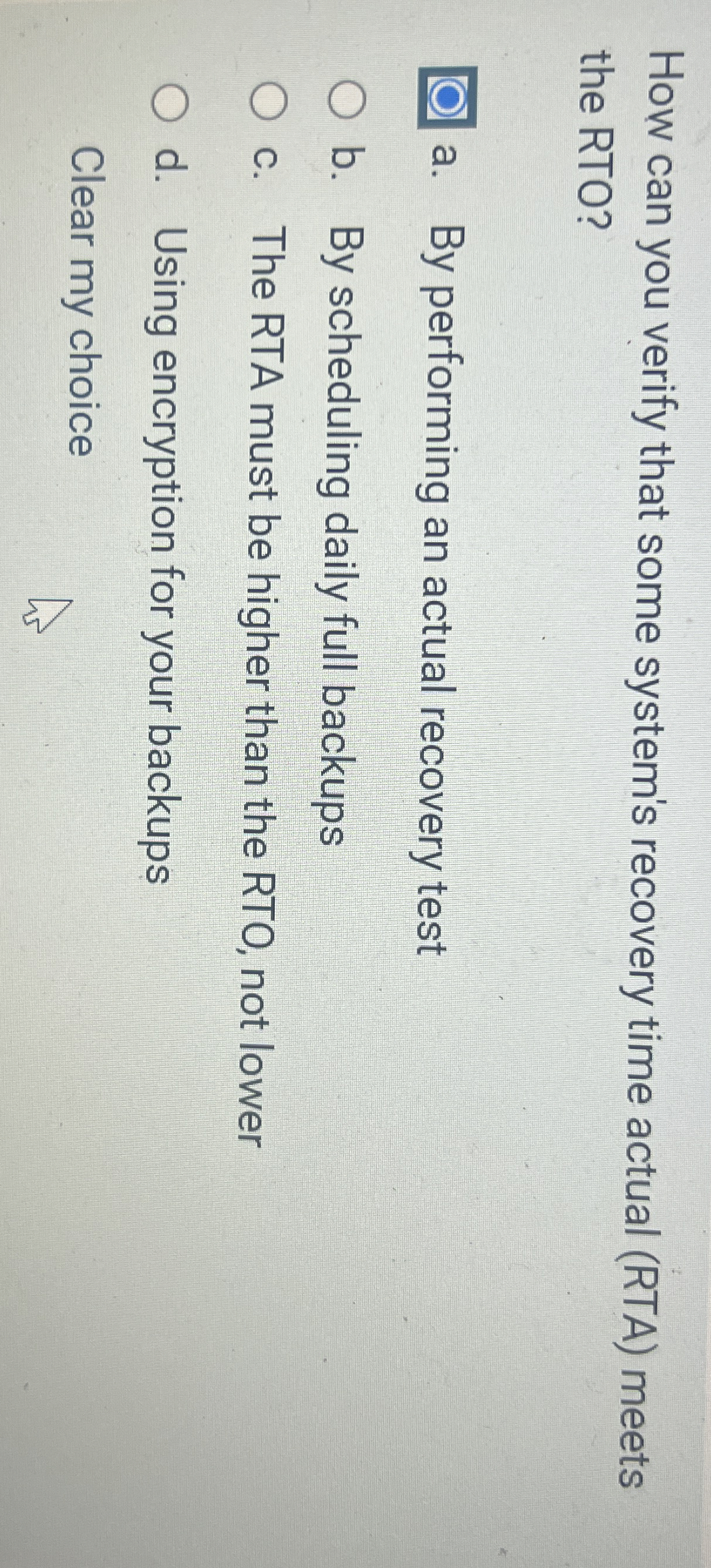 How can you verify that some system's recovery