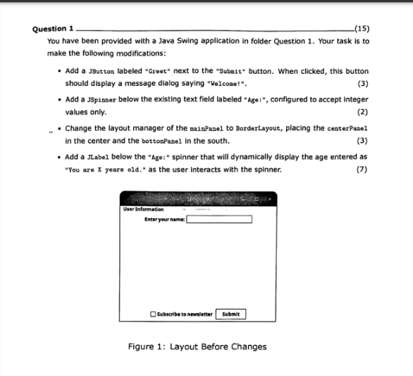 Question 1 You have been provided with a Java