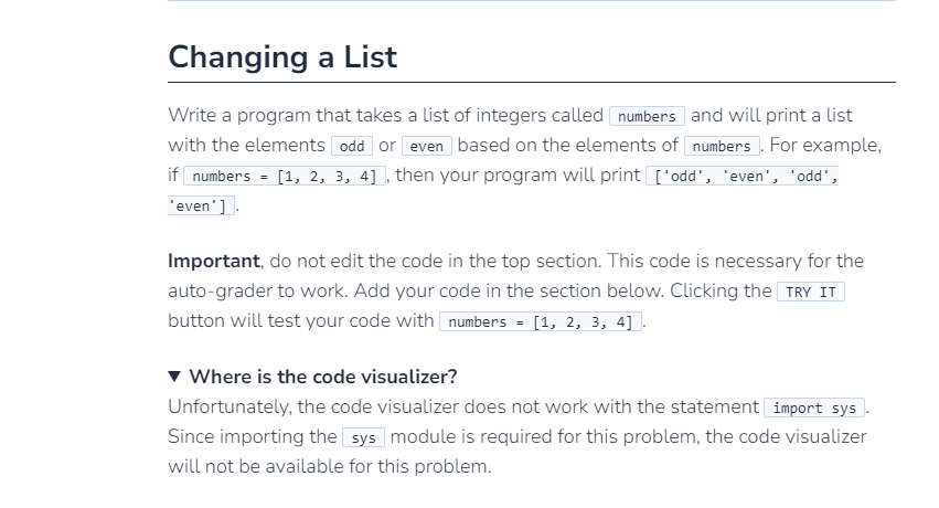 Changing a List Write a program that takes a list
