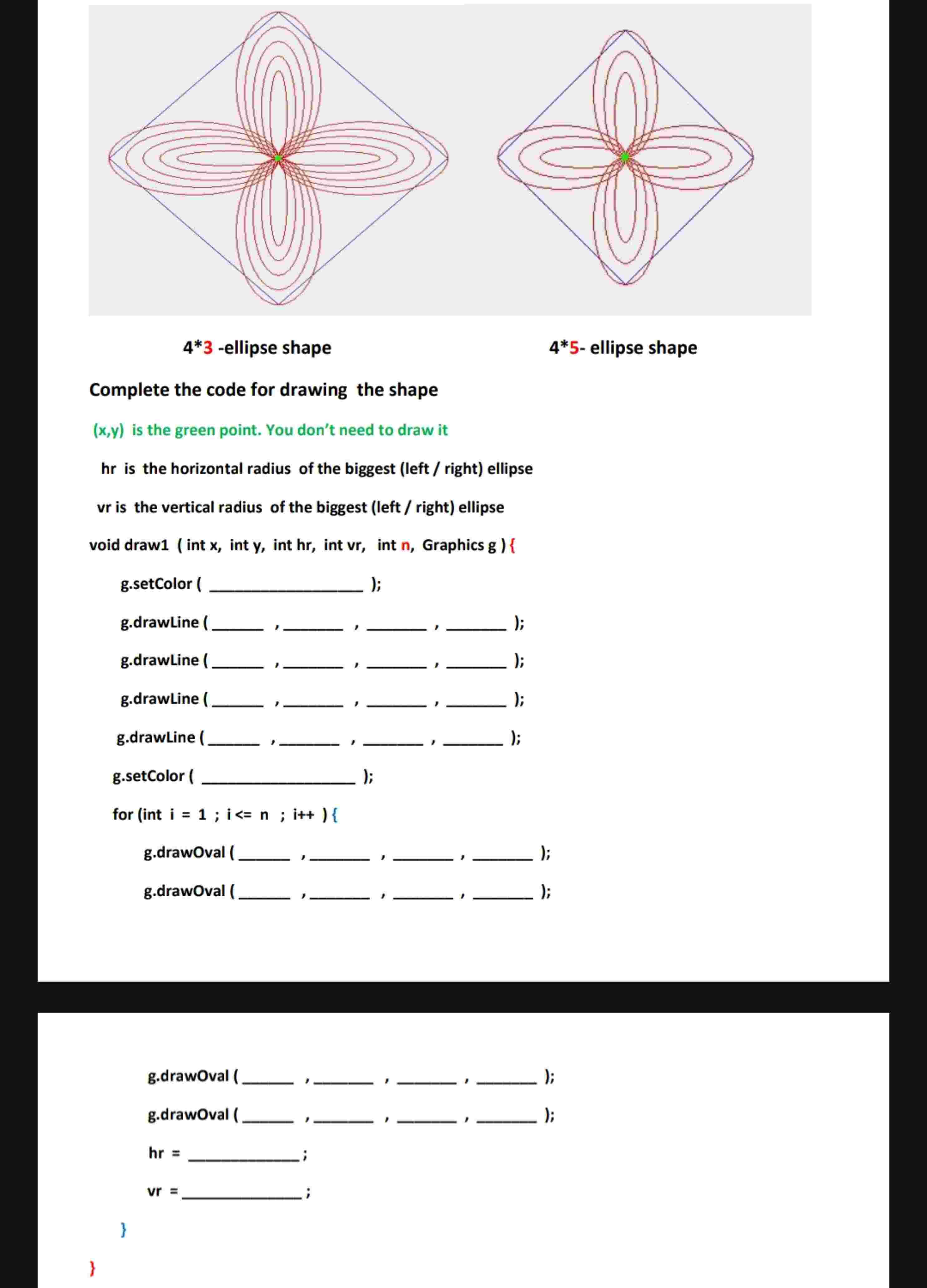 4 * 3 - ellipse shape 4 * 5 - ellipse shape