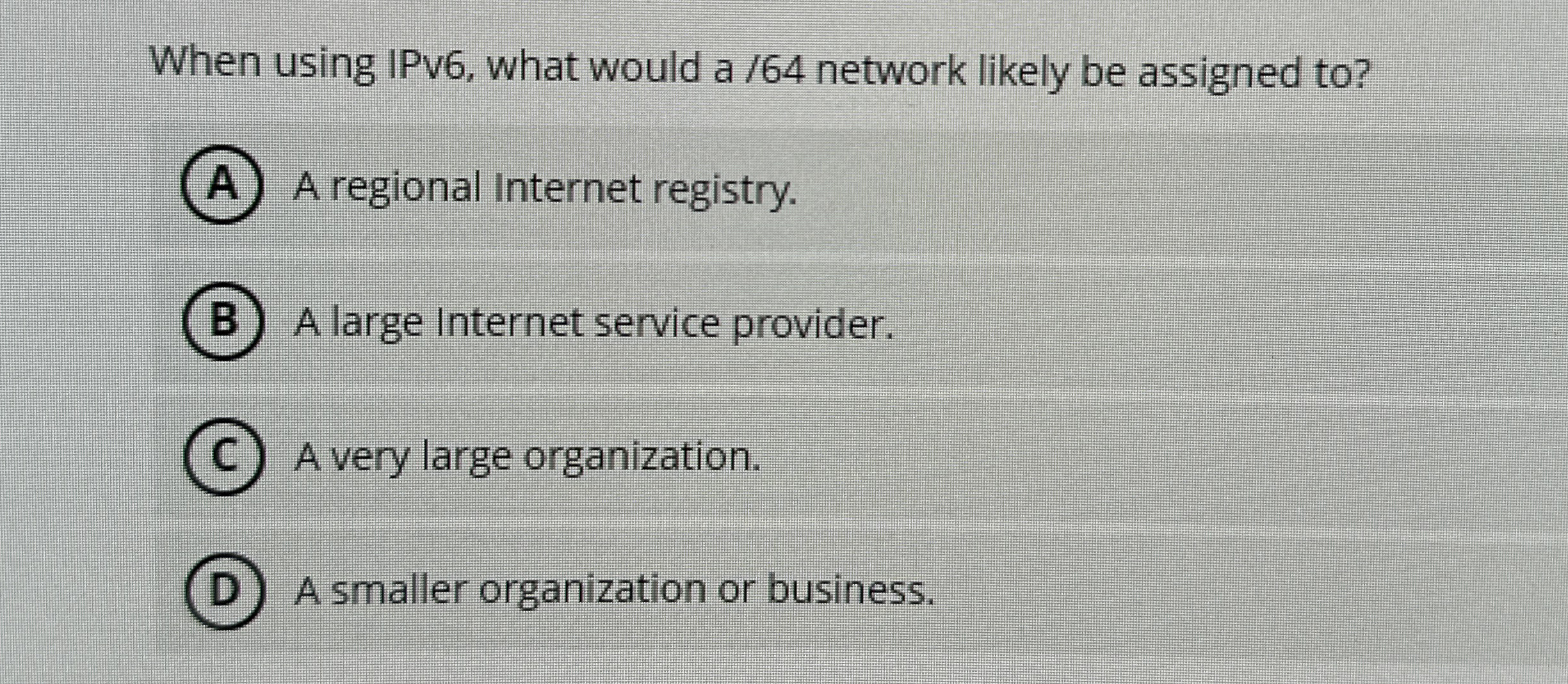 When using IPv 6 , what would a / 6 4 network
