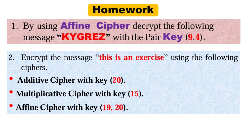 Cryptography By using Affine Cipher decrypt the