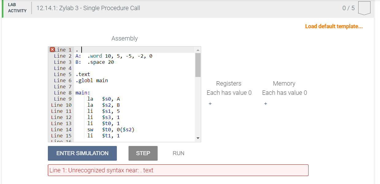 Load default template... Assembly Line 1 :
