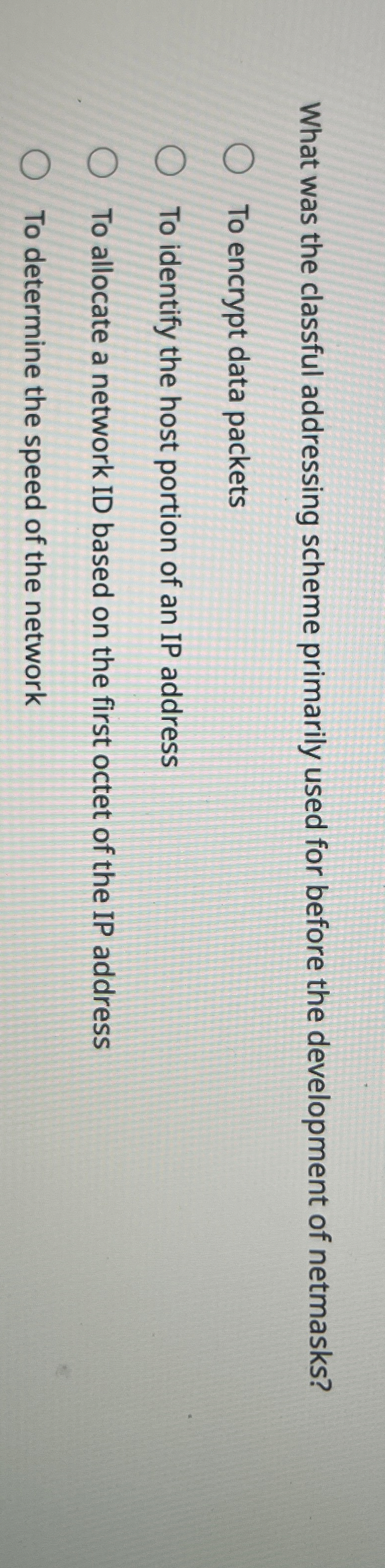 What was the classful addressing scheme primarily