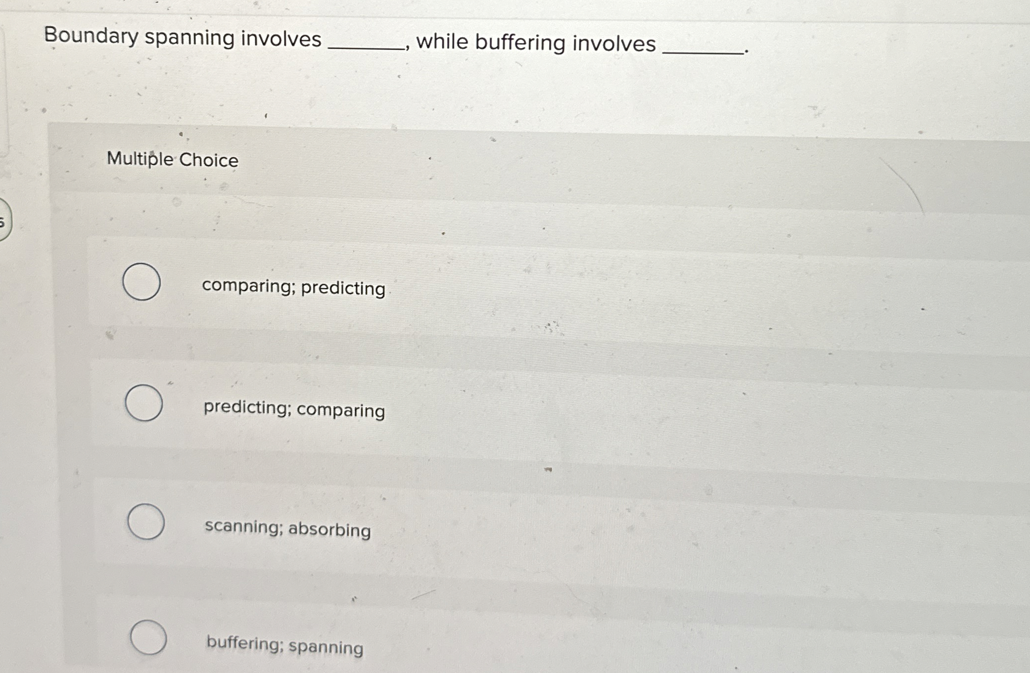 Boundary spanning involves while buffering