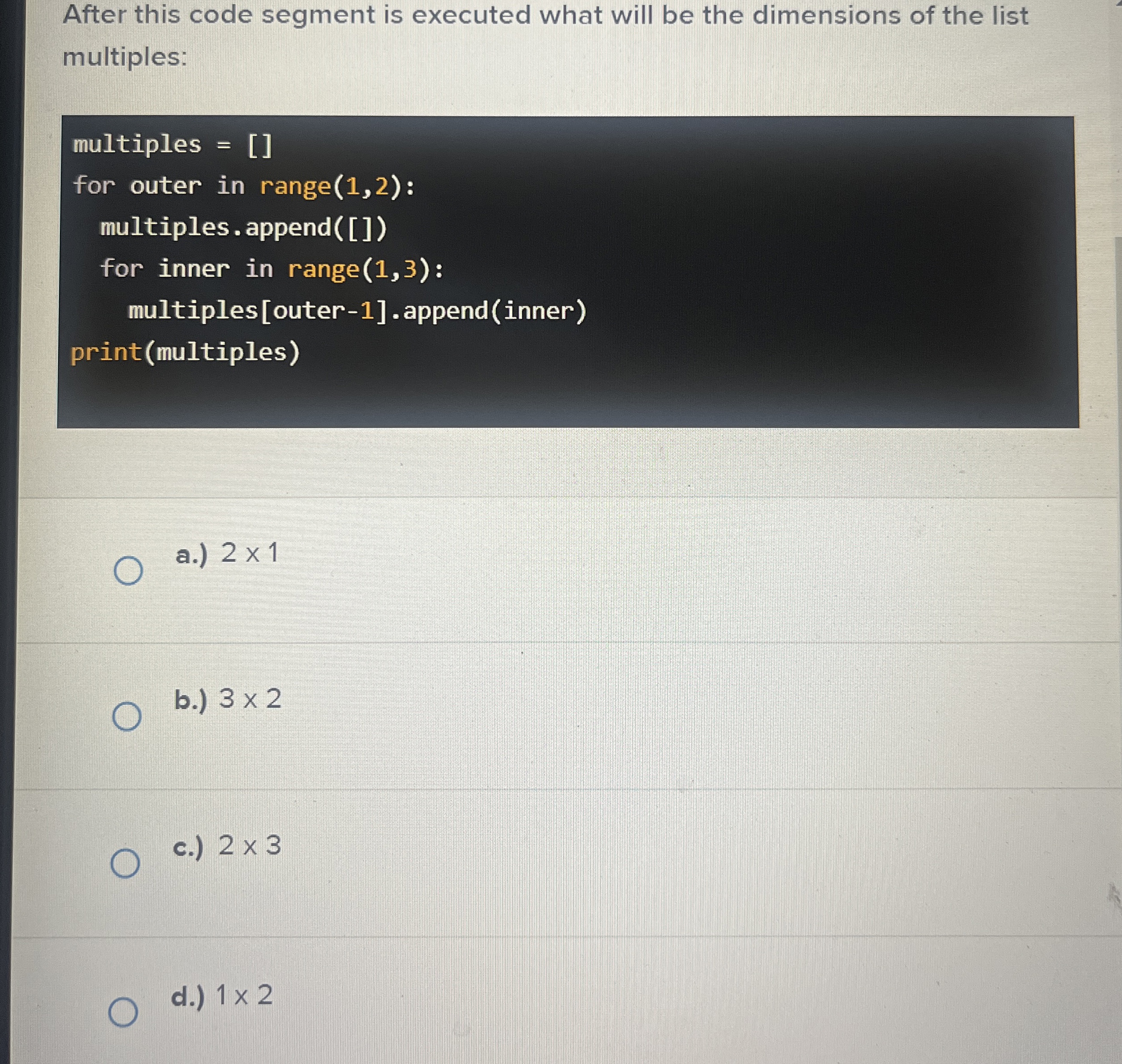 After this code segment is executed what will be