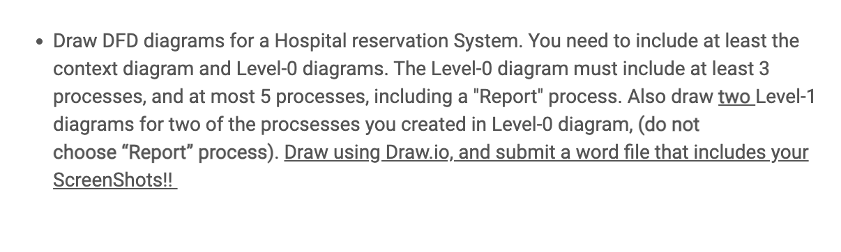 Draw DFD diagrams for a Hospital reservation