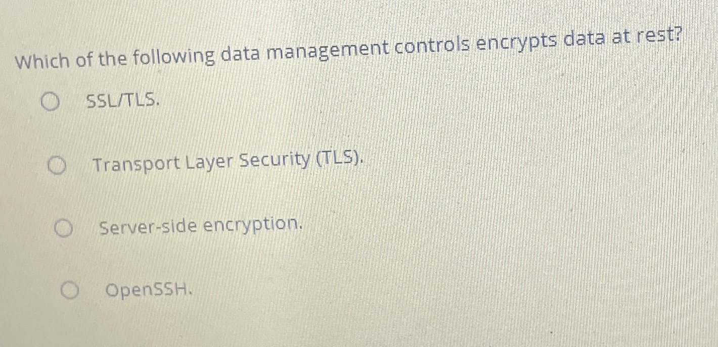 Which of the following data management controls