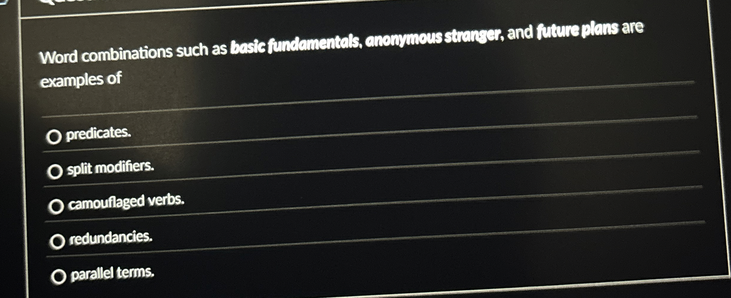 Word combinations such as basic fundamentalk,