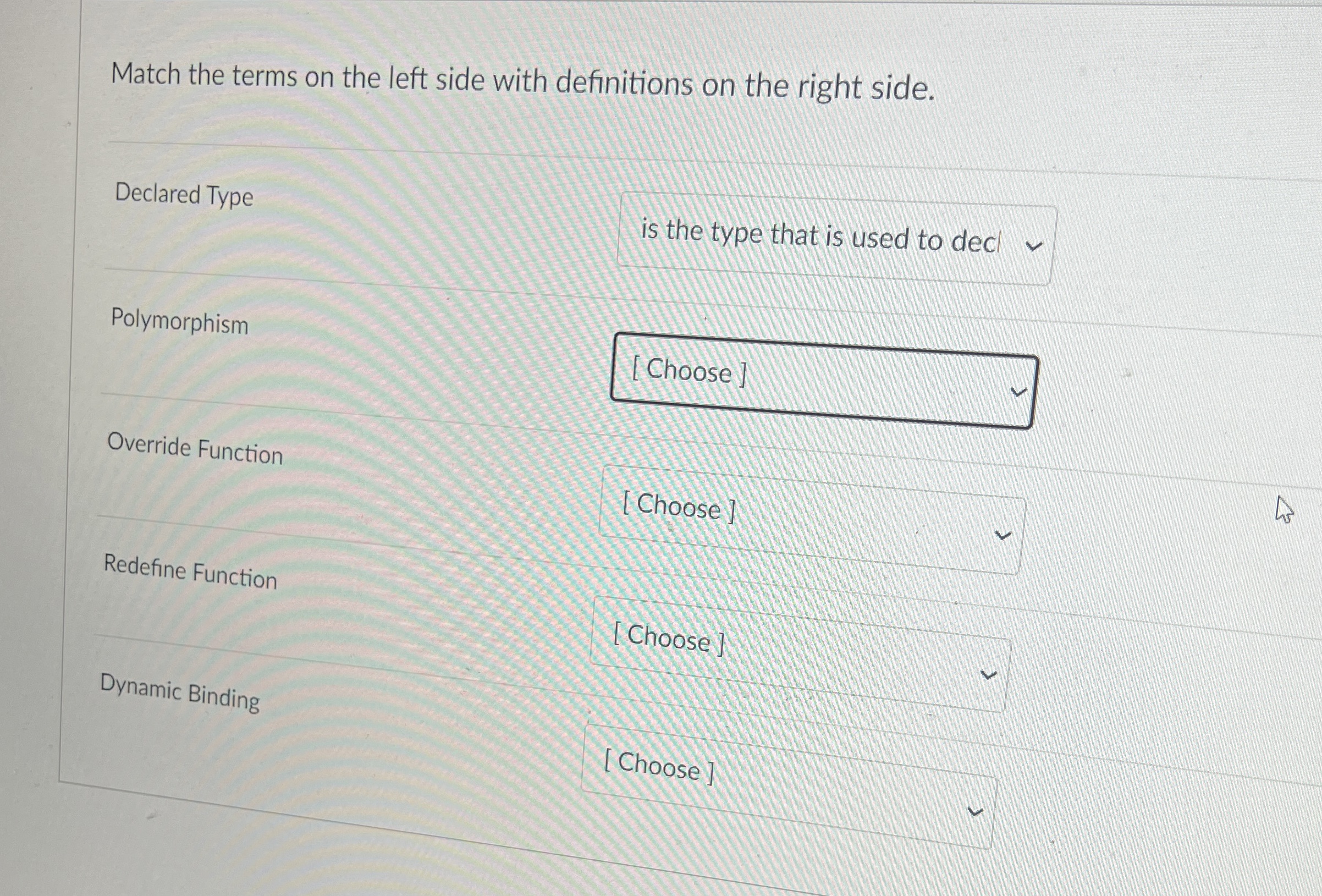 Match the terms on the left side with definitions