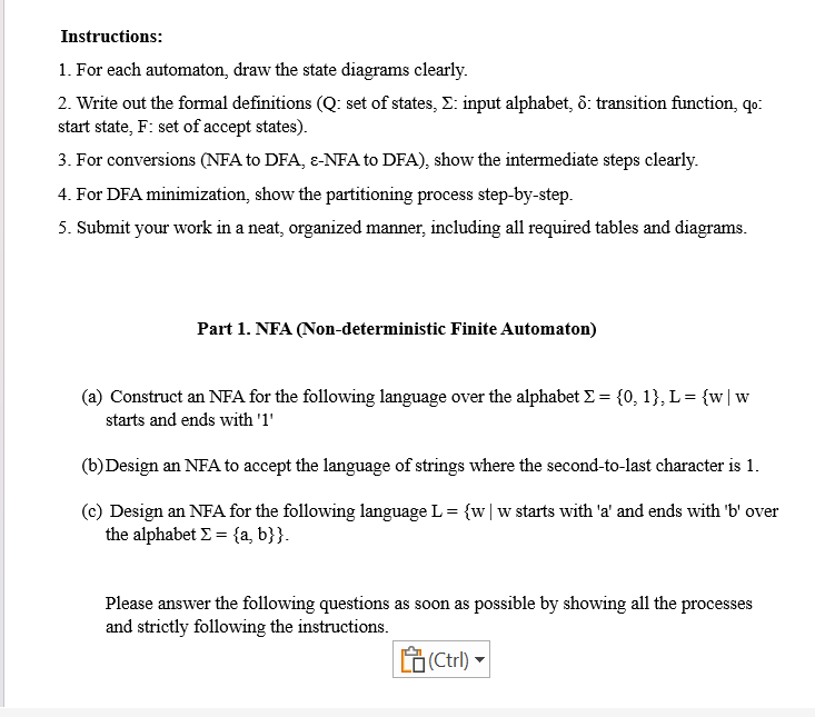 Instructions: For each automaton, draw the state