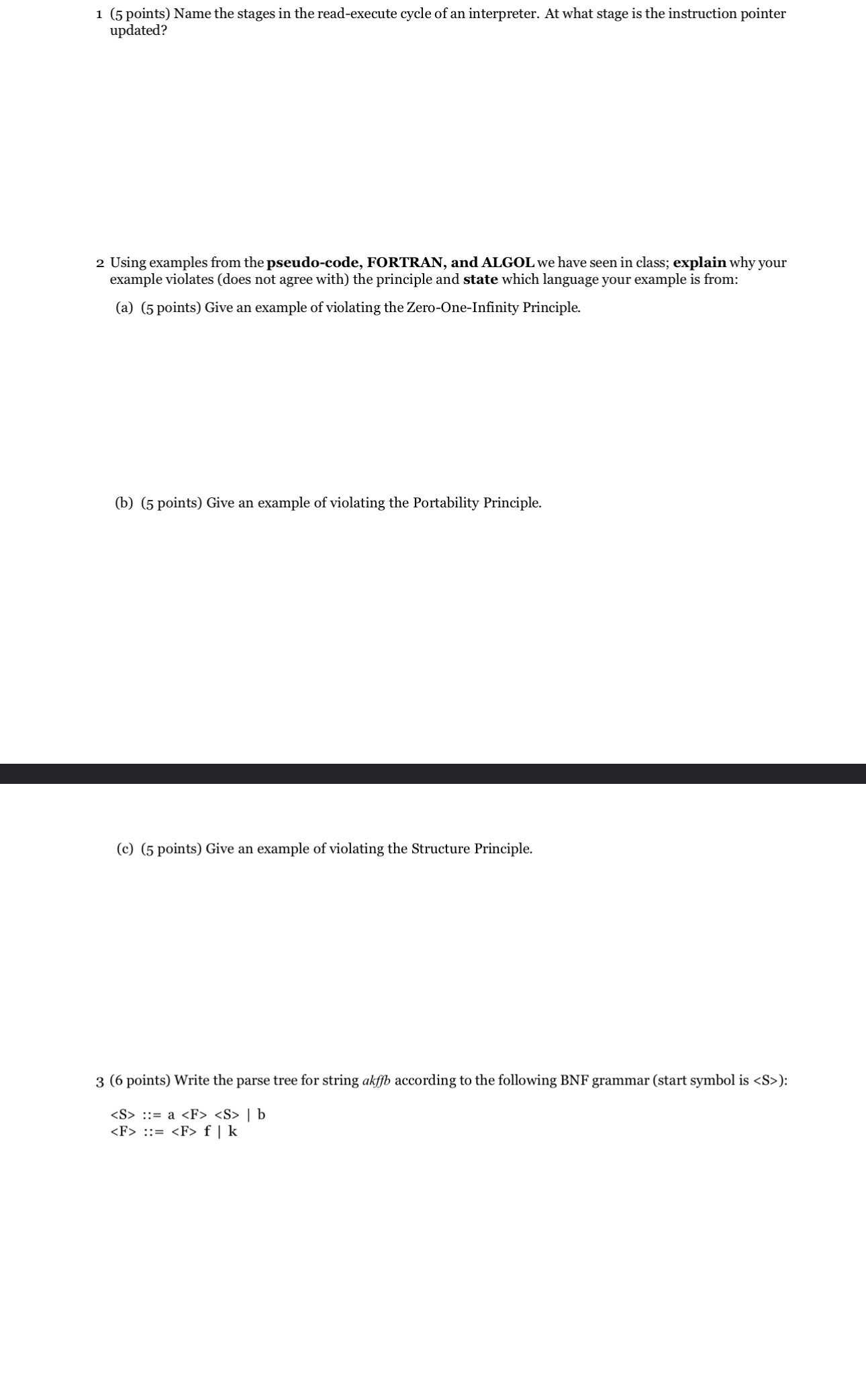 1 ( 5 points ) Name the stages in the read -