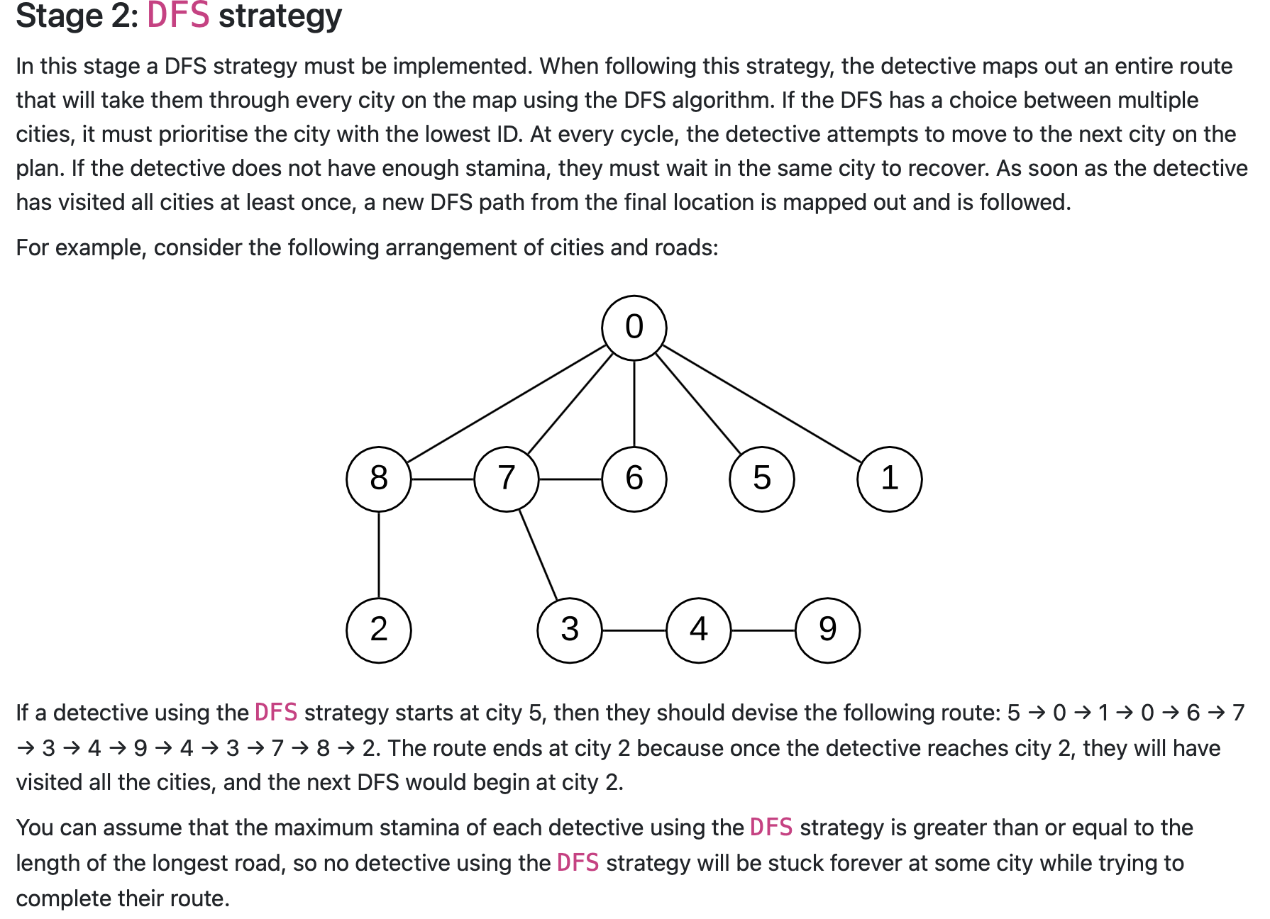 Stage 2 : DFS strategy In this stage a DFS